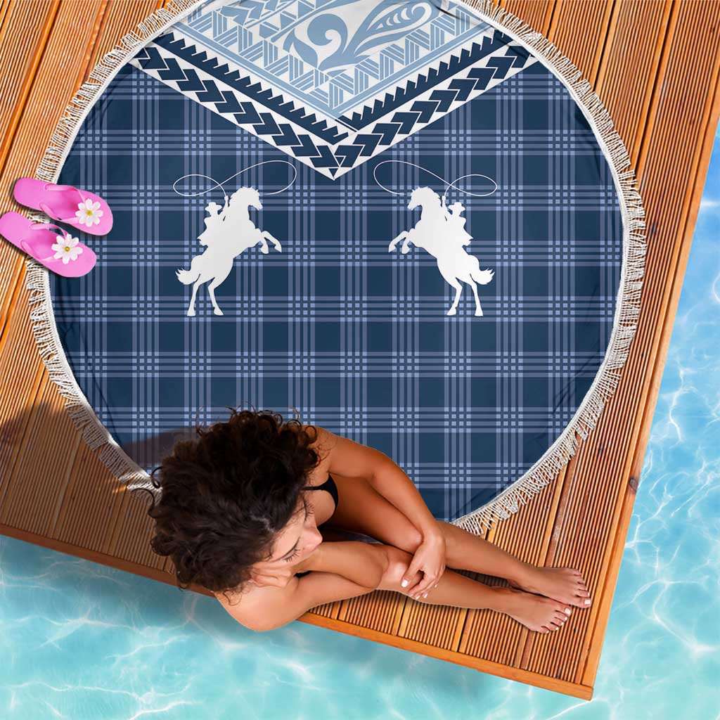 Aloha Hawaii Cowboys Paniolo Beach Blanket Navy Blue Palaka - Polynesian Pride
