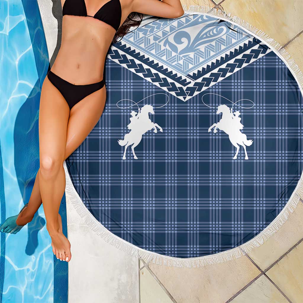 Aloha Hawaii Cowboys Paniolo Beach Blanket Navy Blue Palaka - Polynesian Pride