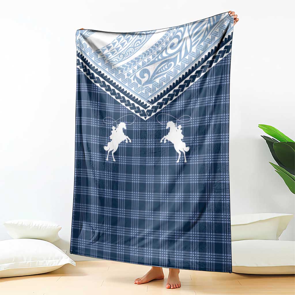 Aloha Hawaii Cowboys Paniolo Blanket Navy Blue Palaka - Polynesian Pride