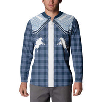 Aloha Hawaii Cowboys Paniolo Button Sweatshirt Navy Blue Palaka - Polynesian Pride