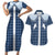 Aloha Hawaii Cowboys Paniolo Couples Matching Short Sleeve Bodycon Dress and Hawaiian Shirt Navy Blue Palaka - Polynesian Pride