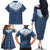 Aloha Hawaii Cowboys Paniolo Family Matching Off The Shoulder Long Sleeve Dress and Hawaiian Shirt Navy Blue Palaka - Polynesian Pride