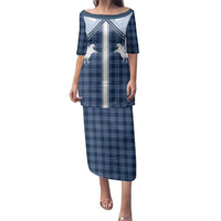 Aloha Hawaii Cowboys Paniolo Family Matching Puletasi and Hawaiian Shirt Navy Blue Palaka - Polynesian Pride