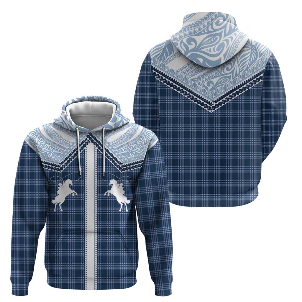 Aloha Hawaii Cowboys Paniolo Hoodie Navy Blue Palaka - Polynesian Pride