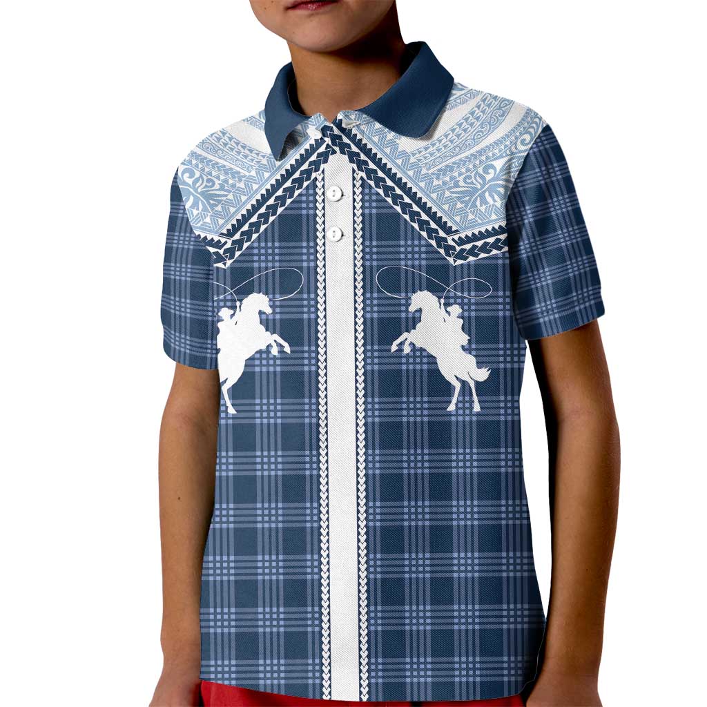 Aloha Hawaii Cowboys Paniolo Kid Polo Shirt Navy Blue Palaka - Polynesian Pride