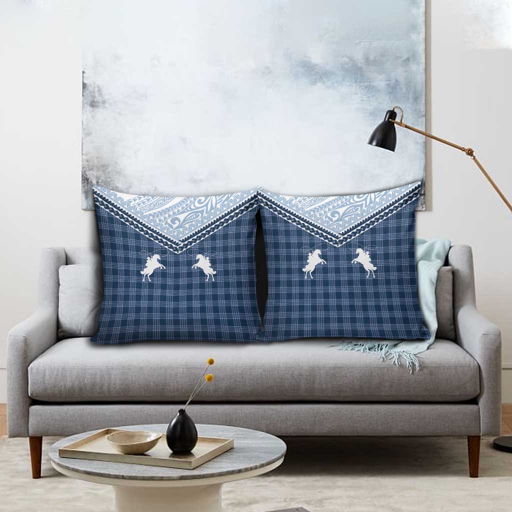 Aloha Hawaii Cowboys Paniolo Pillow Cover Navy Blue Palaka - Polynesian Pride