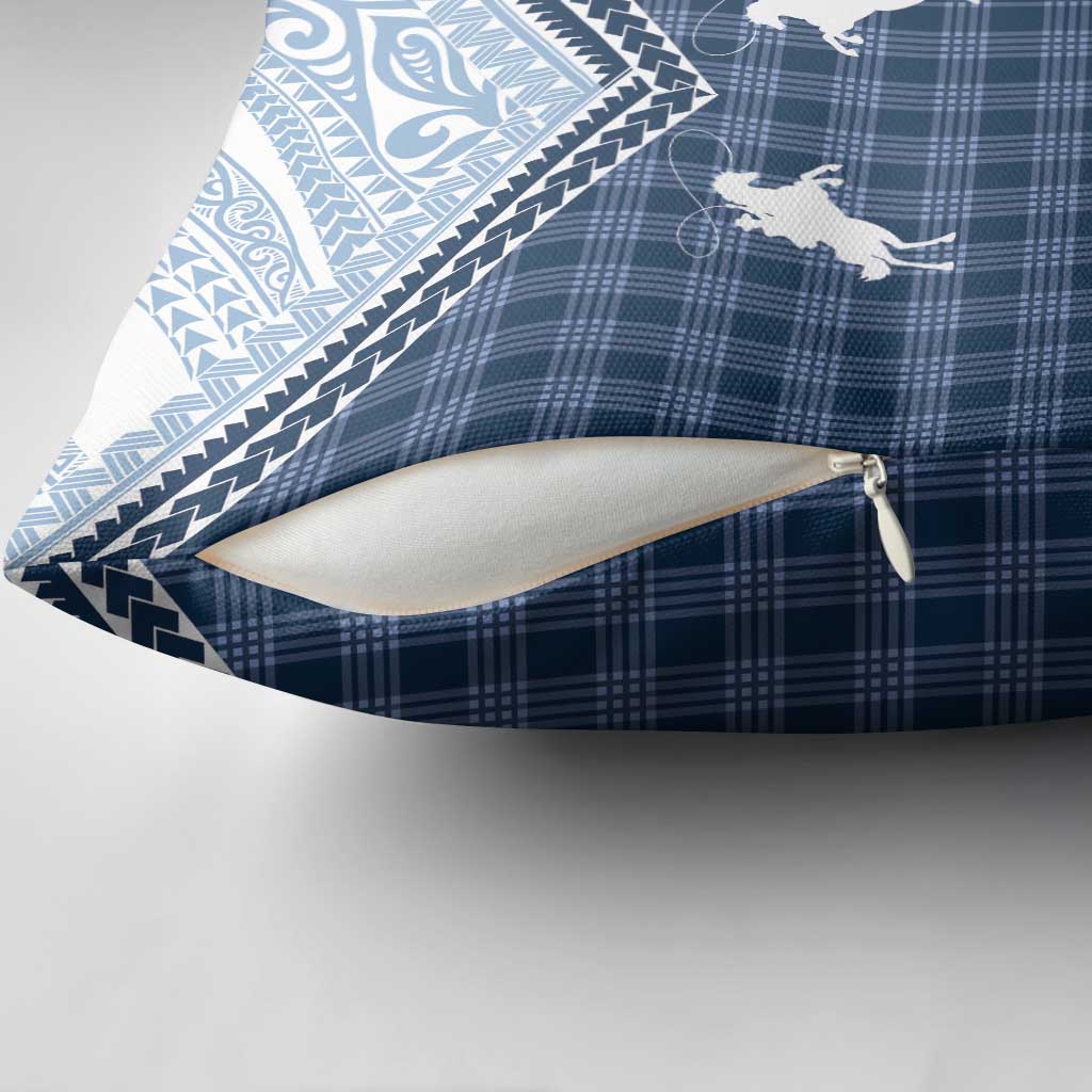 Aloha Hawaii Cowboys Paniolo Pillow Cover Navy Blue Palaka - Polynesian Pride