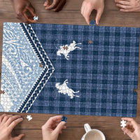 Aloha Hawaii Cowboys Paniolo Puzzle Navy Blue Palaka - Polynesian Pride
