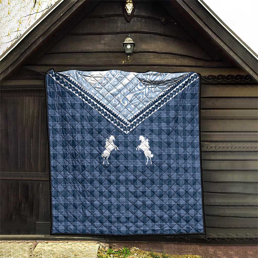 Aloha Hawaii Cowboys Paniolo Quilt Navy Blue Palaka - Polynesian Pride