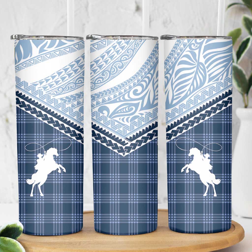 Aloha Hawaii Cowboys Paniolo Skinny Tumbler Navy Blue Palaka - Polynesian Pride