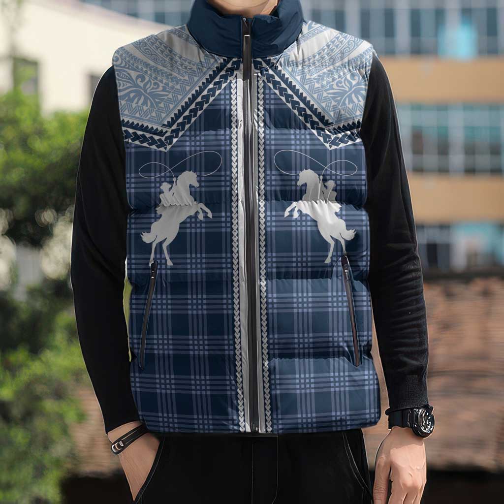 Aloha Hawaii Cowboys Paniolo Sleeveless Puffer Jacket Navy Blue Palaka - Polynesian Pride