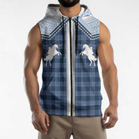 Aloha Hawaii Cowboys Paniolo Sleeveless Zip Hoodie Navy Blue Palaka LT7