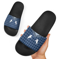 Aloha Hawaii Cowboys Paniolo Slide Sandals Navy Blue Palaka - Polynesian Pride