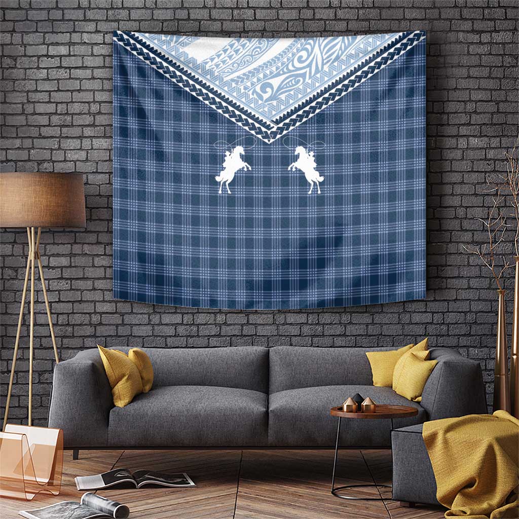 Aloha Hawaii Cowboys Paniolo Tapestry Navy Blue Palaka LT7 Navy - Polynesian Pride