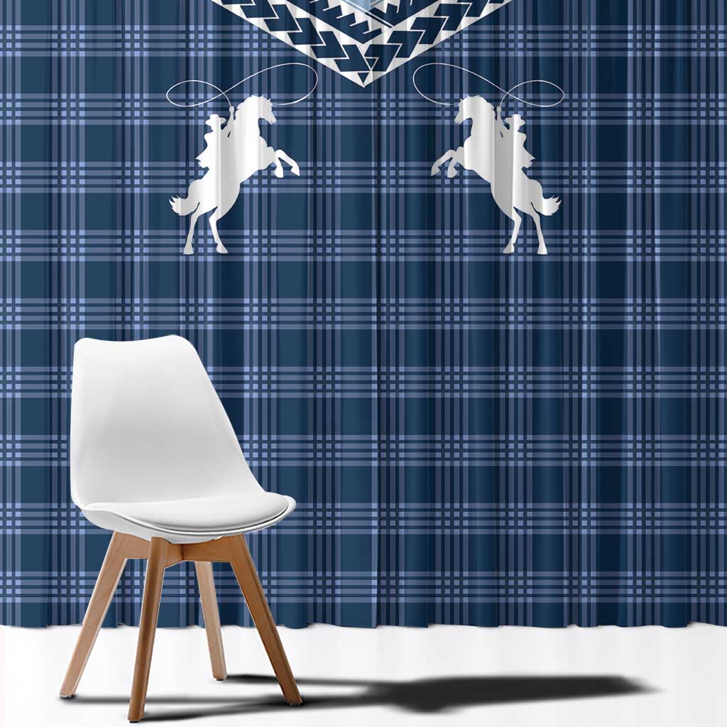 Aloha Hawaii Cowboys Paniolo Window Curtain Navy Blue Palaka - Polynesian Pride