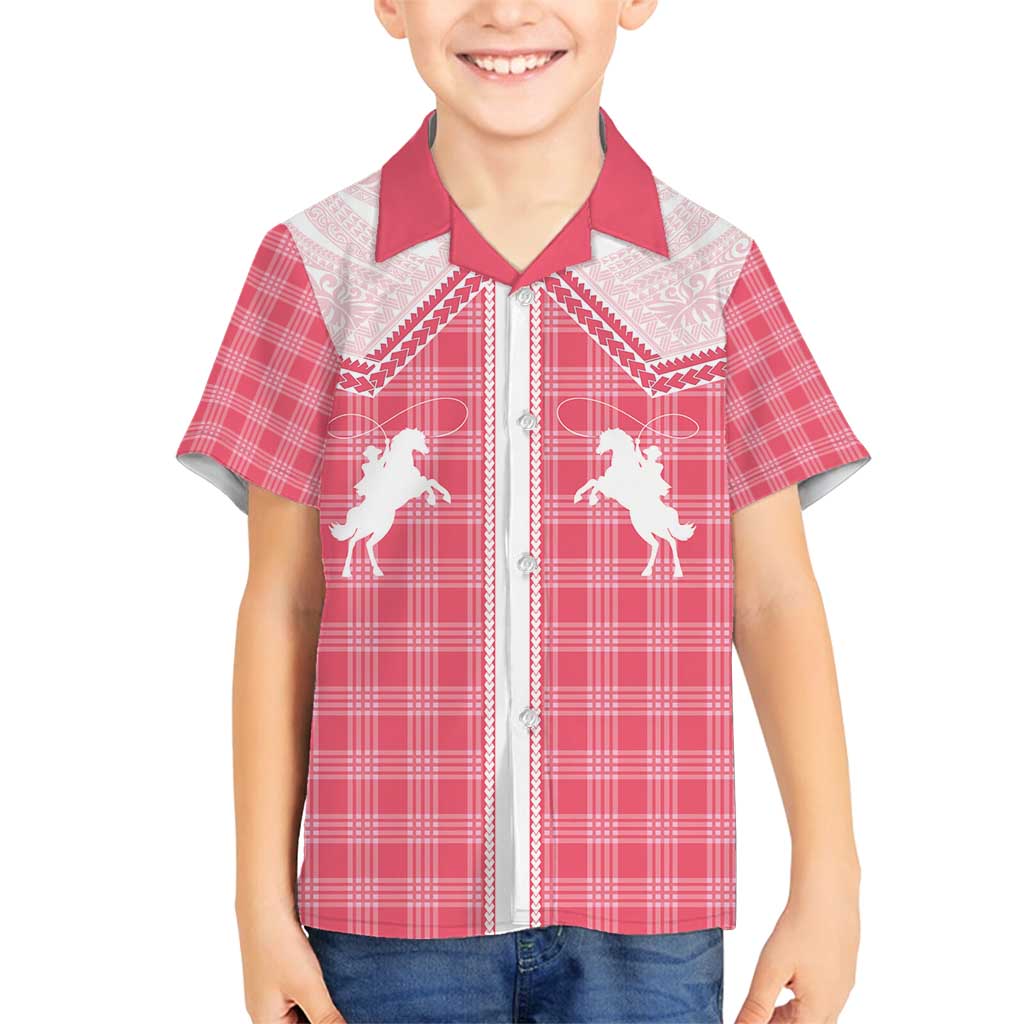 Aloha Hawaii Cowboys Paniolo Family Matching Puletasi and Hawaiian Shirt Rose Palaka - Polynesian Pride
