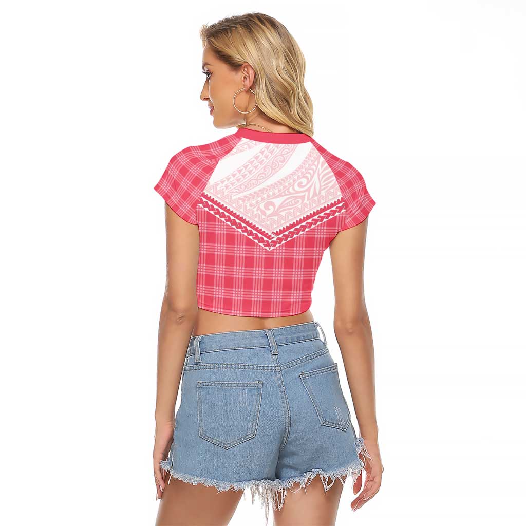 Aloha Hawaii Cowboys Paniolo Raglan Cropped T Shirt Rose Palaka - Polynesian Pride