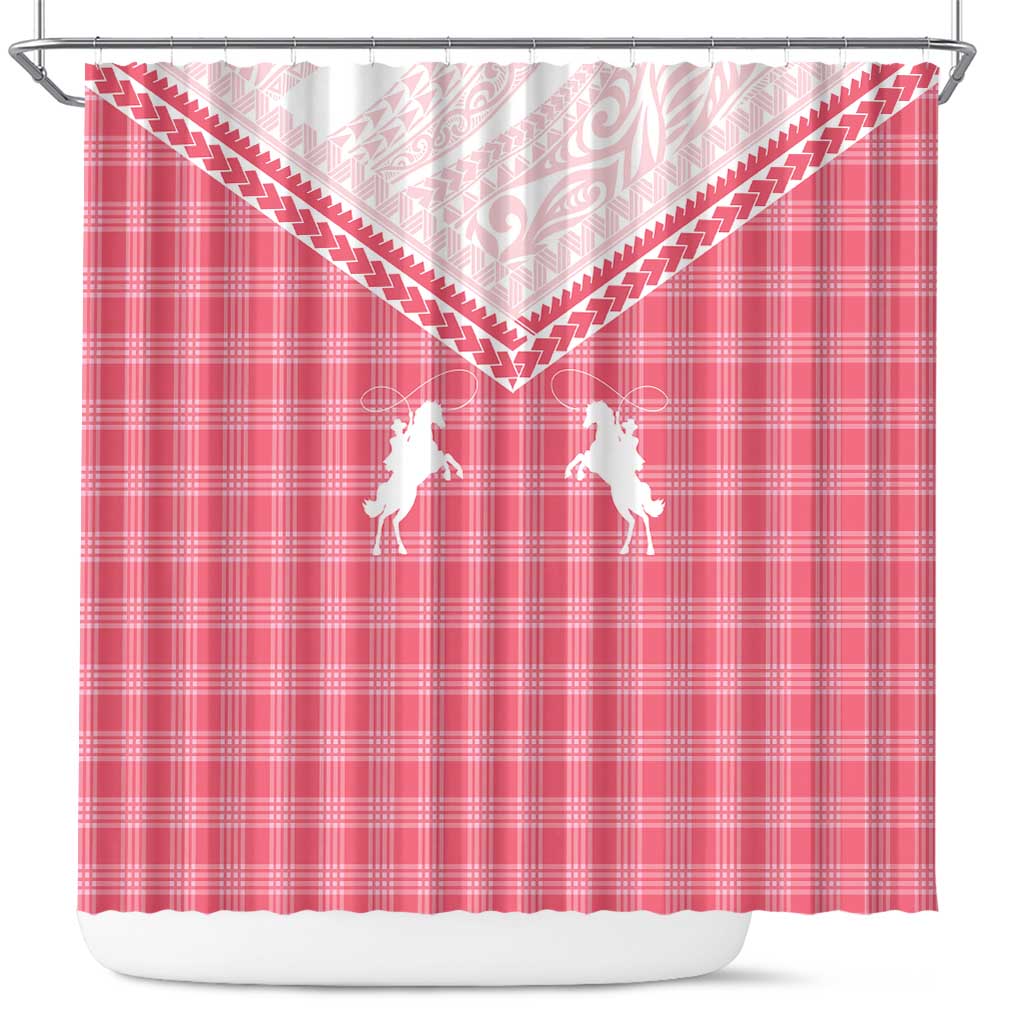Aloha Hawaii Cowboys Paniolo Shower Curtain Rose Palaka LT7 Pink - Polynesian Pride