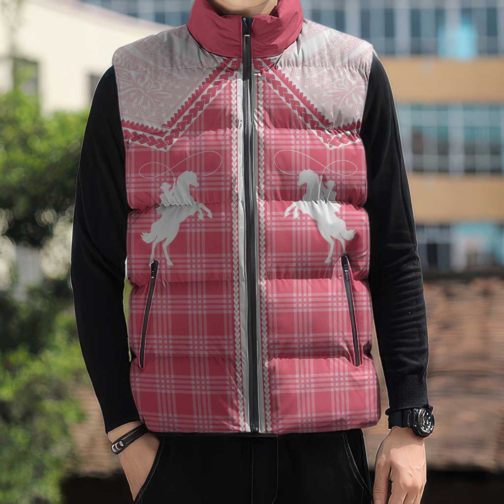 Aloha Hawaii Cowboys Paniolo Sleeveless Puffer Jacket Rose Palaka - Polynesian Pride