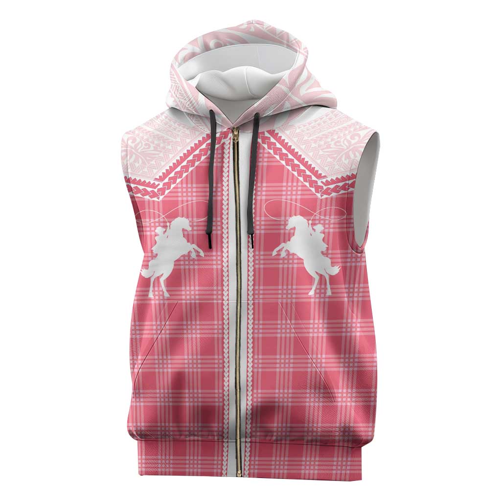 Aloha Hawaii Cowboys Paniolo Sleeveless Zip Hoodie Rose Palaka - Polynesian Pride