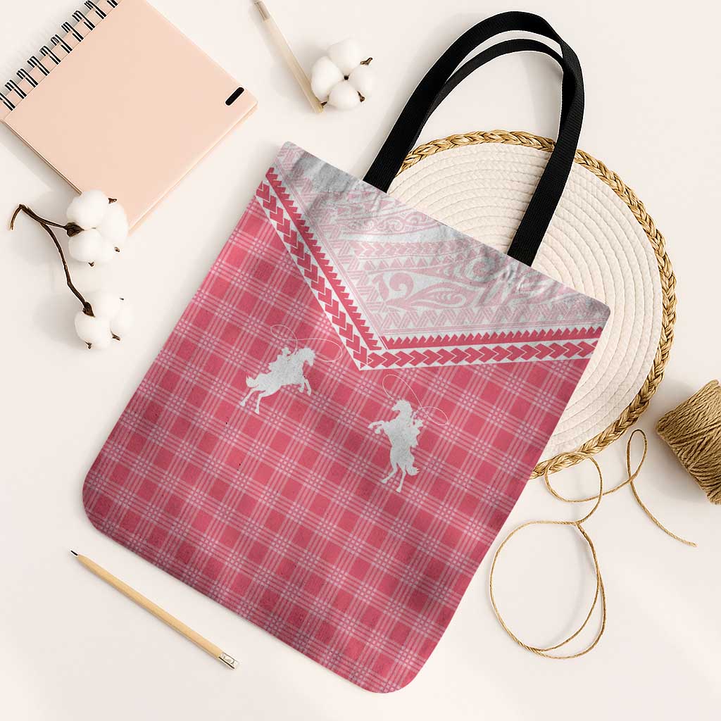Aloha Hawaii Cowboys Paniolo Tote Bag Rose Palaka LT7 Black Strap One Size Pink - Polynesian Pride