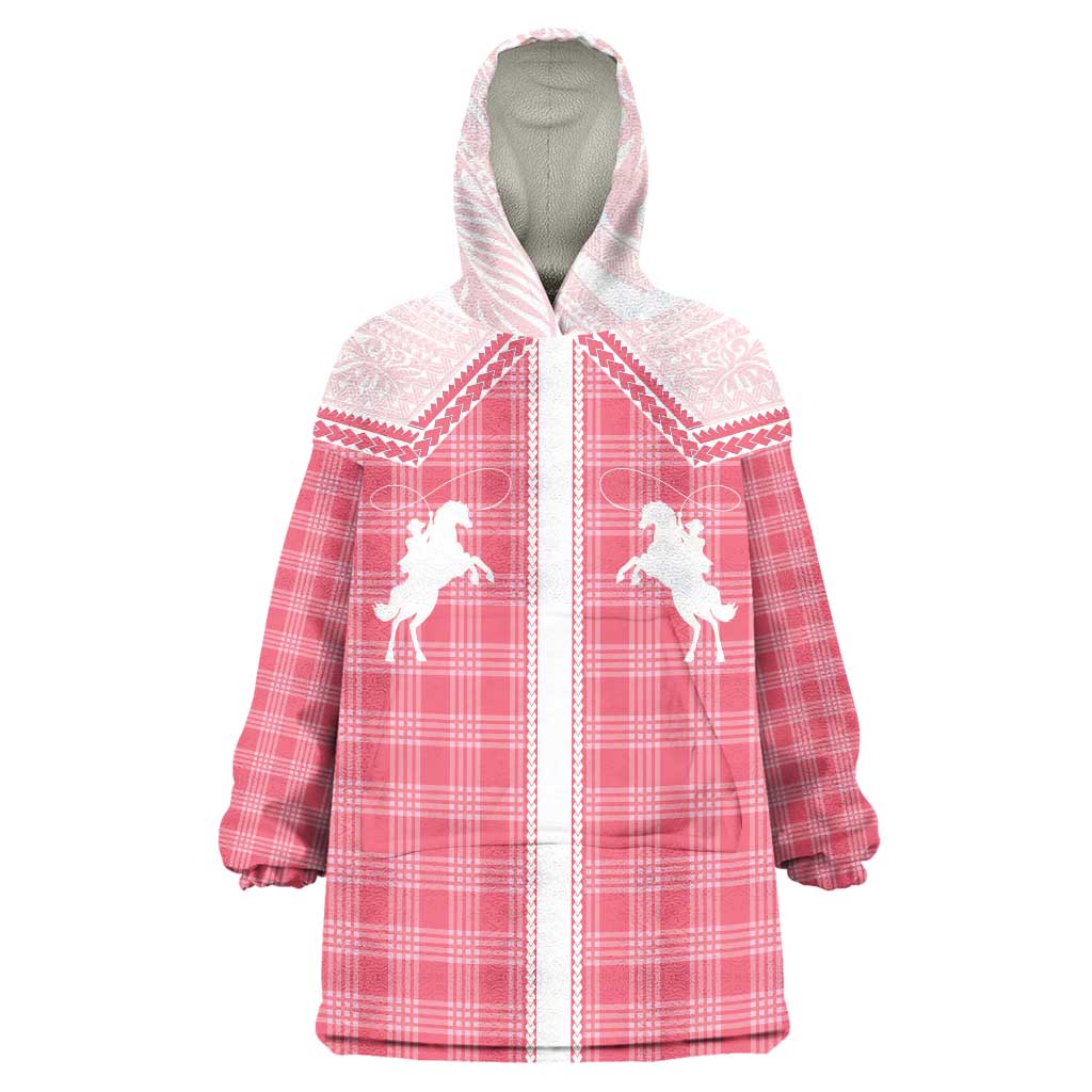 Aloha Hawaii Cowboys Paniolo Wearable Blanket Hoodie Rose Palaka LT7 One Size Pink - Polynesian Pride