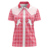Aloha Hawaii Cowboys Paniolo Women Polo Shirt Rose Palaka - Polynesian Pride