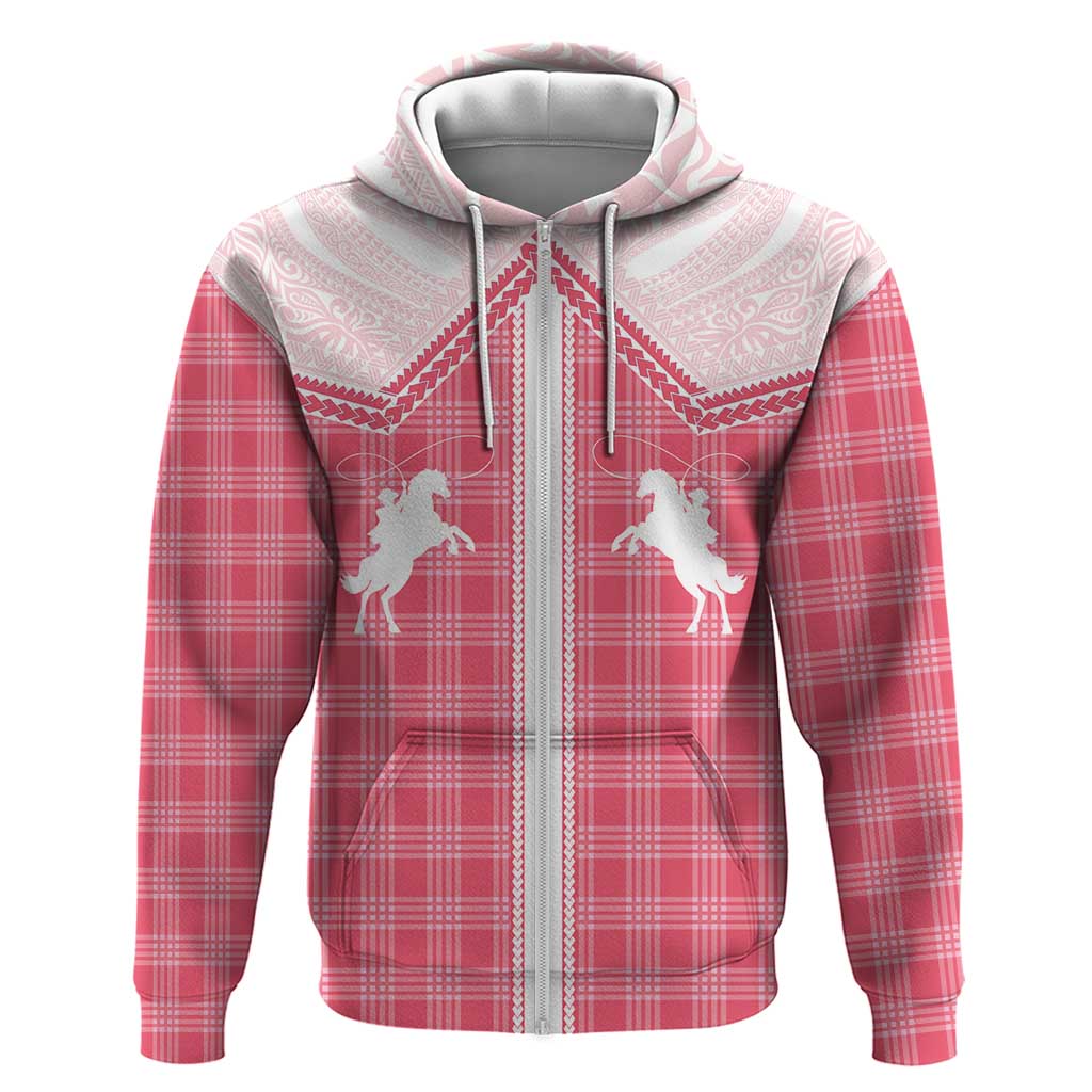 Aloha Hawaii Cowboys Paniolo Zip Hoodie Rose Palaka - Polynesian Pride