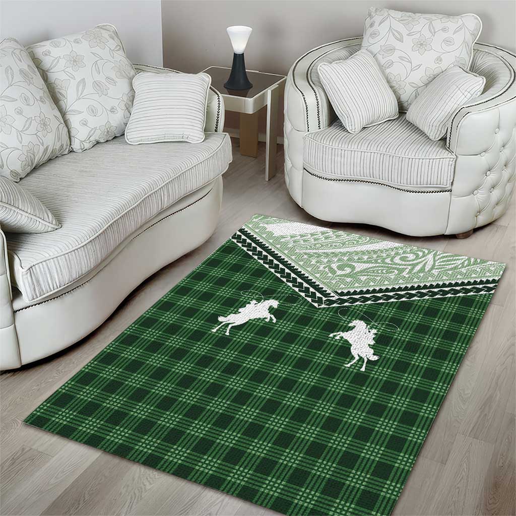 Aloha Hawaii Cowboys Paniolo Area Rug Forest Green Palaka - Polynesian Pride