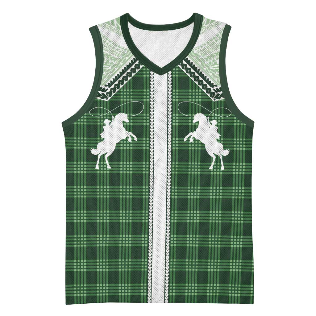 Aloha Hawaii Cowboys Paniolo Basketball Jersey Forest Green Palaka LT7 Unisex Dark Green - Polynesian Pride