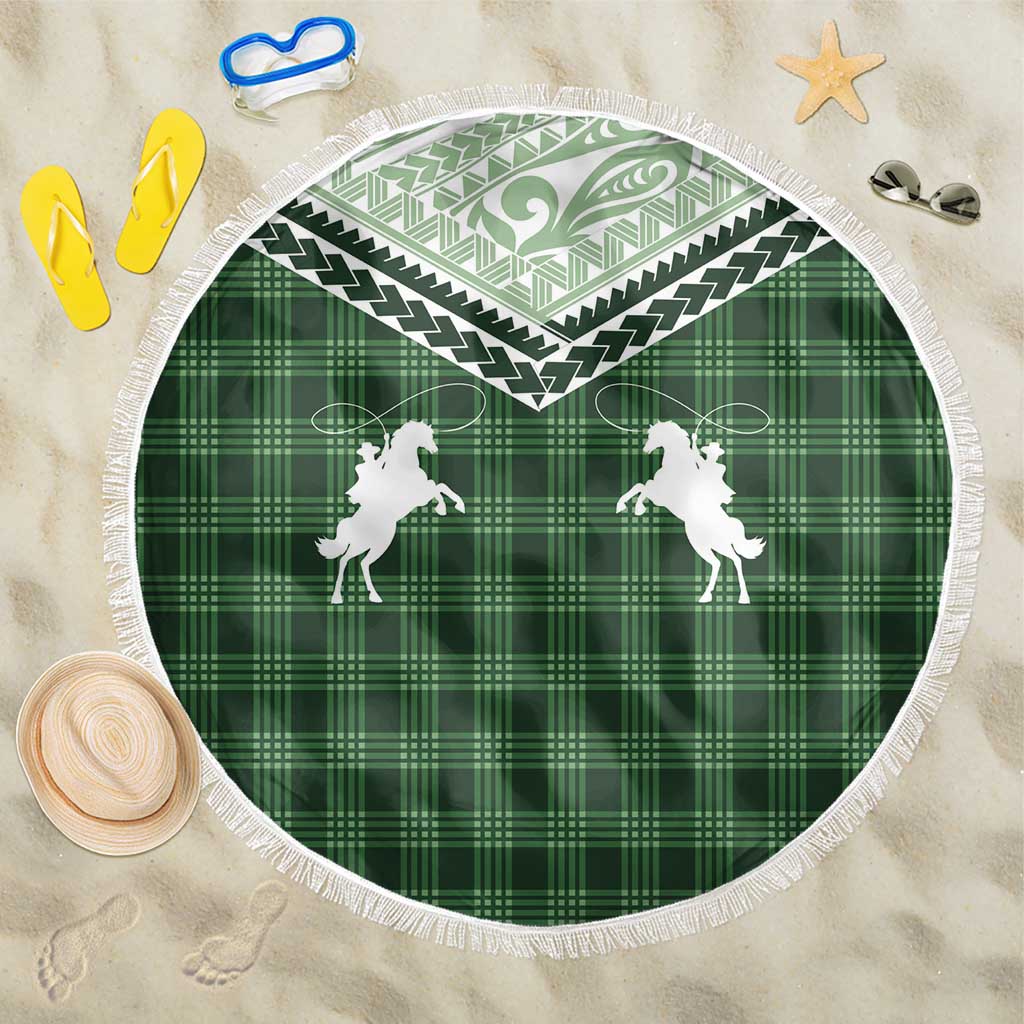 Aloha Hawaii Cowboys Paniolo Beach Blanket Forest Green Palaka LT7 One Size 150cm Dark Green - Polynesian Pride