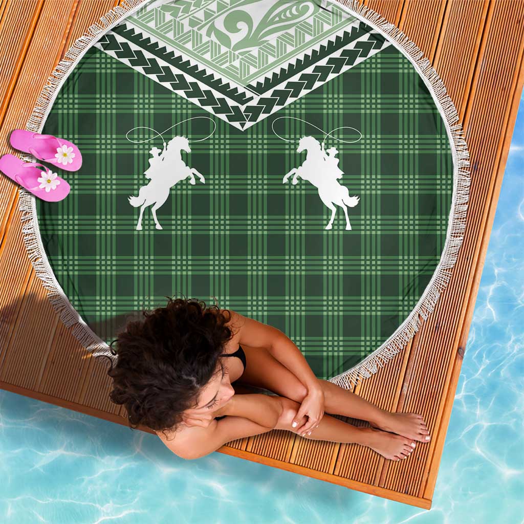 Aloha Hawaii Cowboys Paniolo Beach Blanket Forest Green Palaka - Polynesian Pride