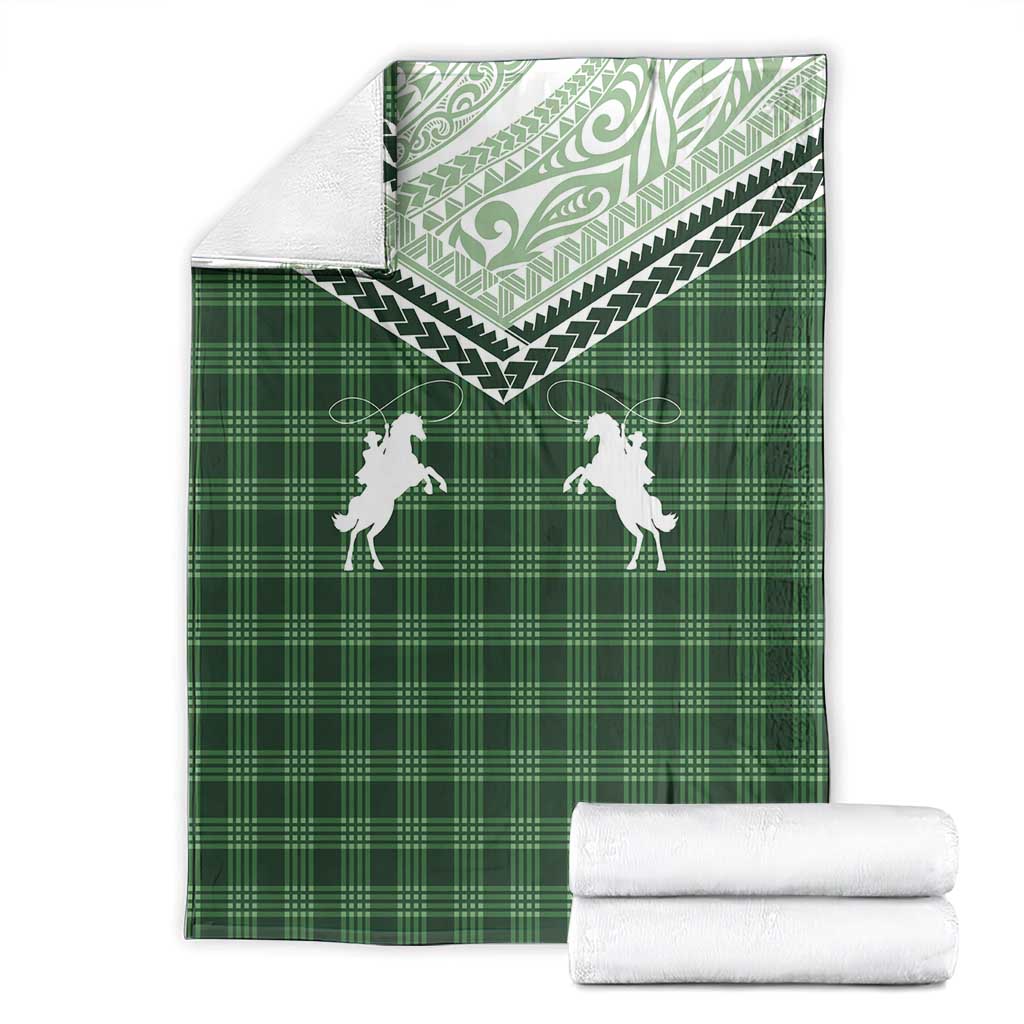 Aloha Hawaii Cowboys Paniolo Blanket Forest Green Palaka - Polynesian Pride