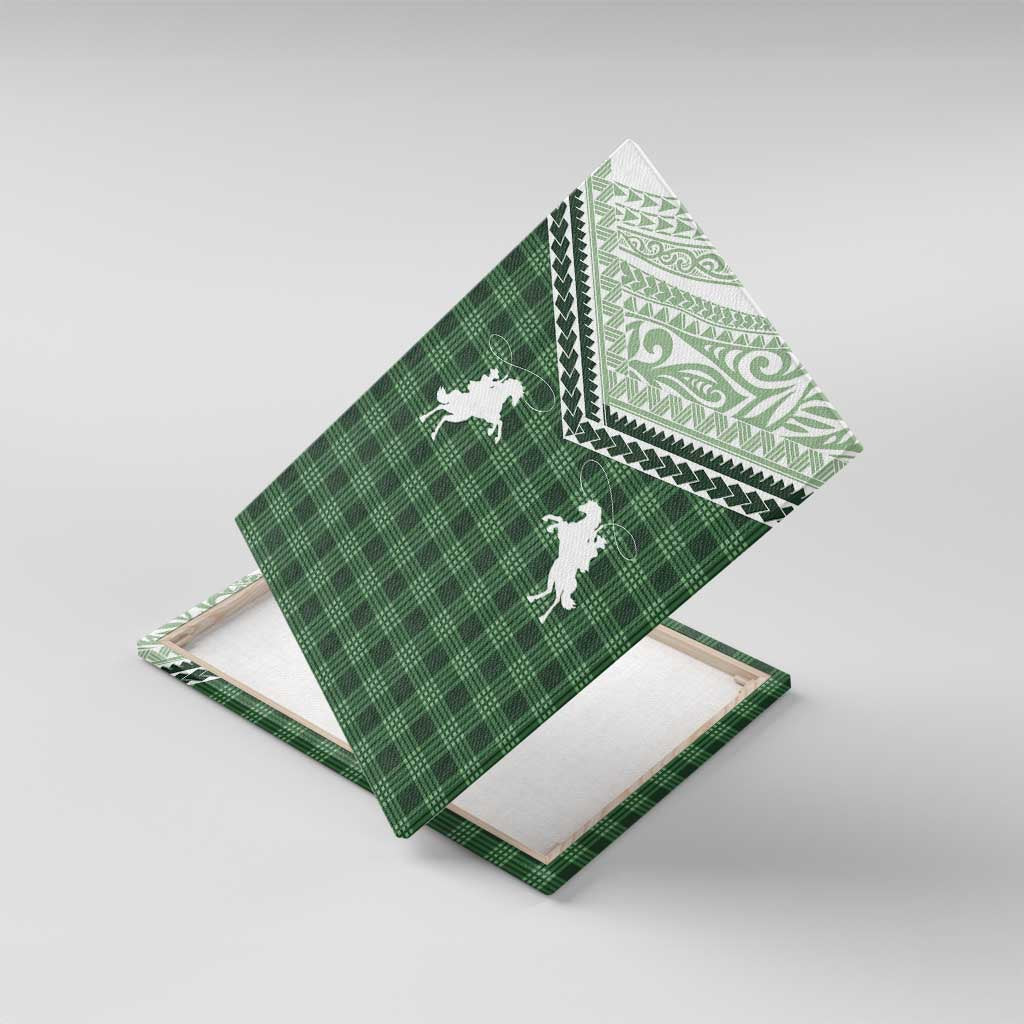 Aloha Hawaii Cowboys Paniolo Canvas Wall Art Forest Green Palaka - Polynesian Pride