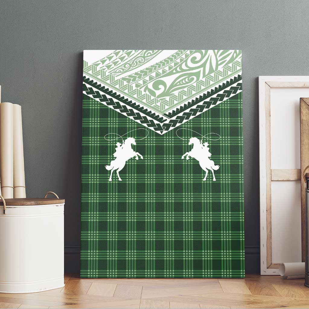Aloha Hawaii Cowboys Paniolo Canvas Wall Art Forest Green Palaka - Polynesian Pride