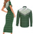 Aloha Hawaii Cowboys Paniolo Couples Matching Short Sleeve Bodycon Dress and Long Sleeve Button Shirt Forest Green Palaka - Polynesian Pride