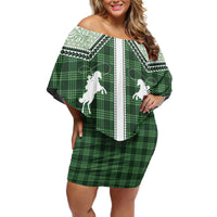 Aloha Hawaii Cowboys Paniolo Family Matching Off Shoulder Short Dress and Hawaiian Shirt Forest Green Palaka - Polynesian Pride