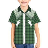 Aloha Hawaii Cowboys Paniolo Family Matching Summer Maxi Dress and Hawaiian Shirt Forest Green Palaka - Polynesian Pride