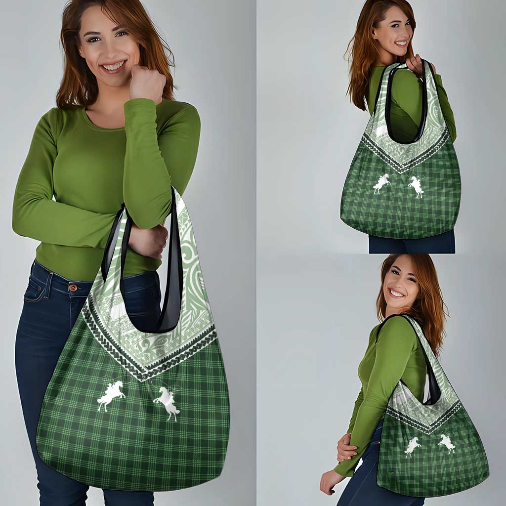 Aloha Hawaii Cowboys Paniolo Grocery Bag Forest Green Palaka - Polynesian Pride