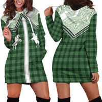 Aloha Hawaii Cowboys Paniolo Hoodie Dress Forest Green Palaka - Polynesian Pride