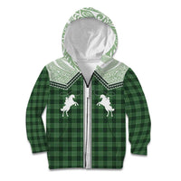 Aloha Hawaii Cowboys Paniolo Kid Hoodie Forest Green Palaka - Polynesian Pride