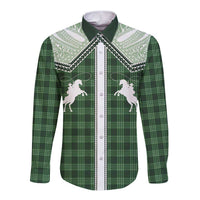 Aloha Hawaii Cowboys Paniolo Long Sleeve Button Shirt Forest Green Palaka - Polynesian Pride
