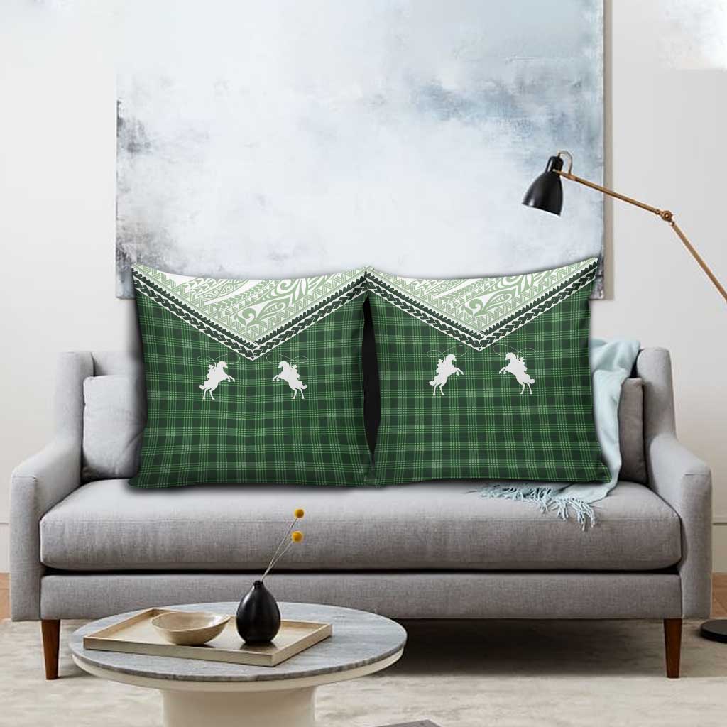 Aloha Hawaii Cowboys Paniolo Pillow Cover Forest Green Palaka - Polynesian Pride