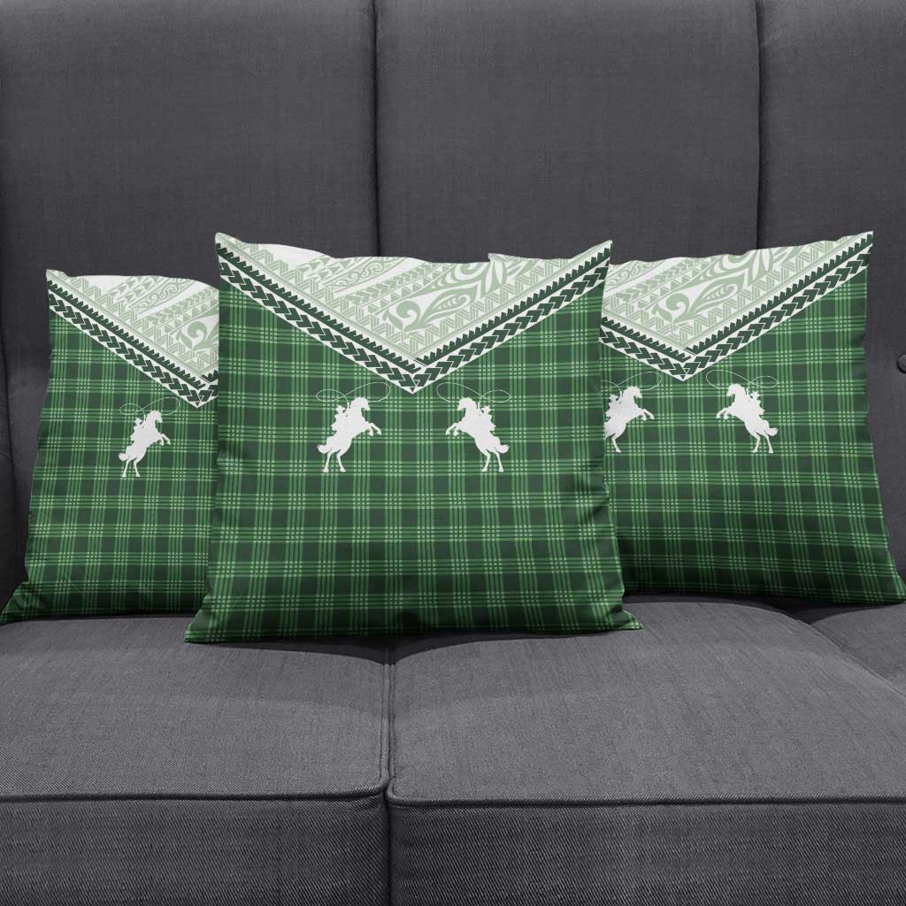 Aloha Hawaii Cowboys Paniolo Pillow Cover Forest Green Palaka - Polynesian Pride