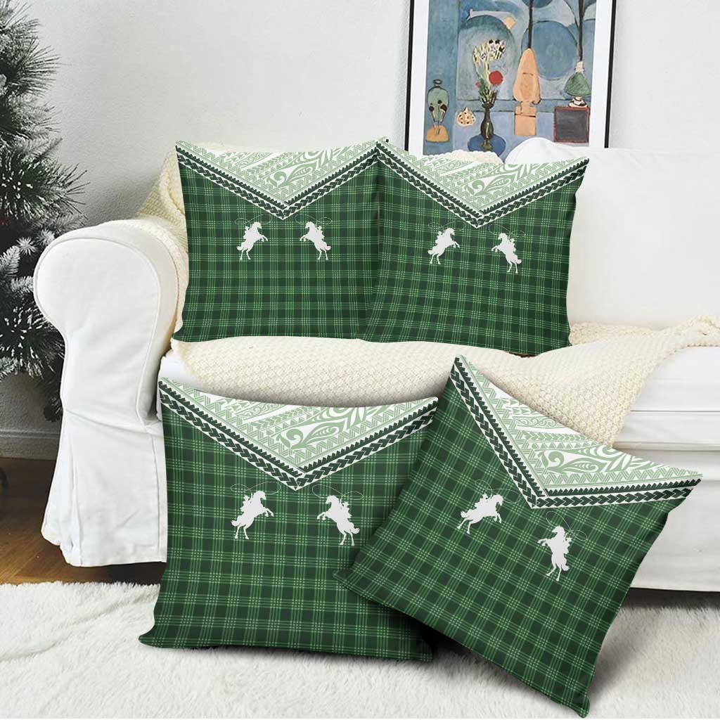 Aloha Hawaii Cowboys Paniolo Pillow Cover Forest Green Palaka - Polynesian Pride
