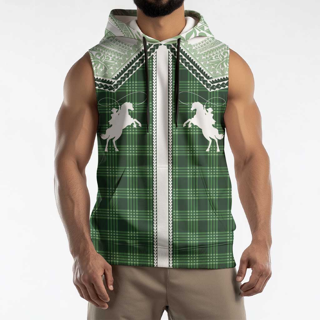 Aloha Hawaii Cowboys Paniolo Sleeveless Hoodie Forest Green Palaka - Polynesian Pride