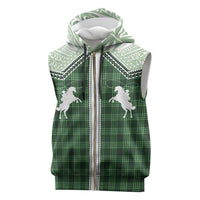 Aloha Hawaii Cowboys Paniolo Sleeveless Zip Hoodie Forest Green Palaka - Polynesian Pride