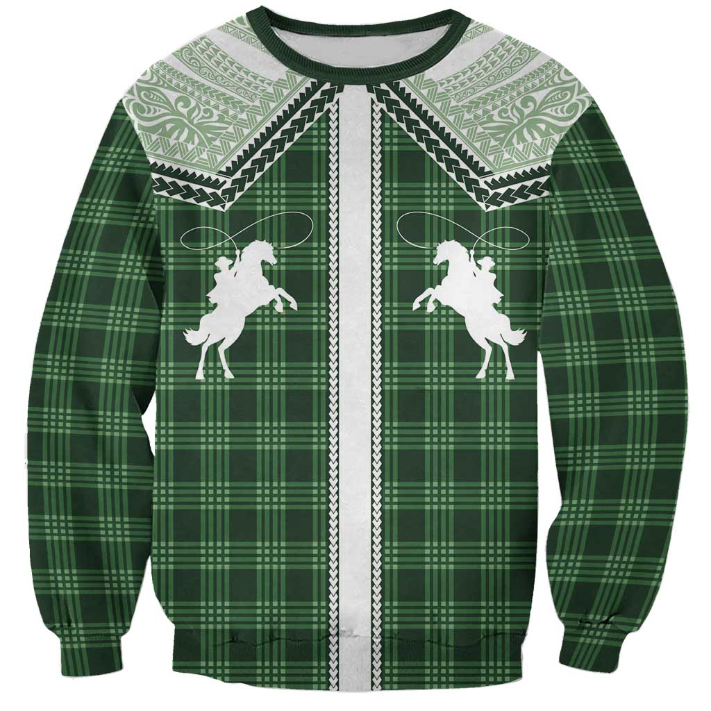 Aloha Hawaii Cowboys Paniolo Sweatshirt Forest Green Palaka - Polynesian Pride