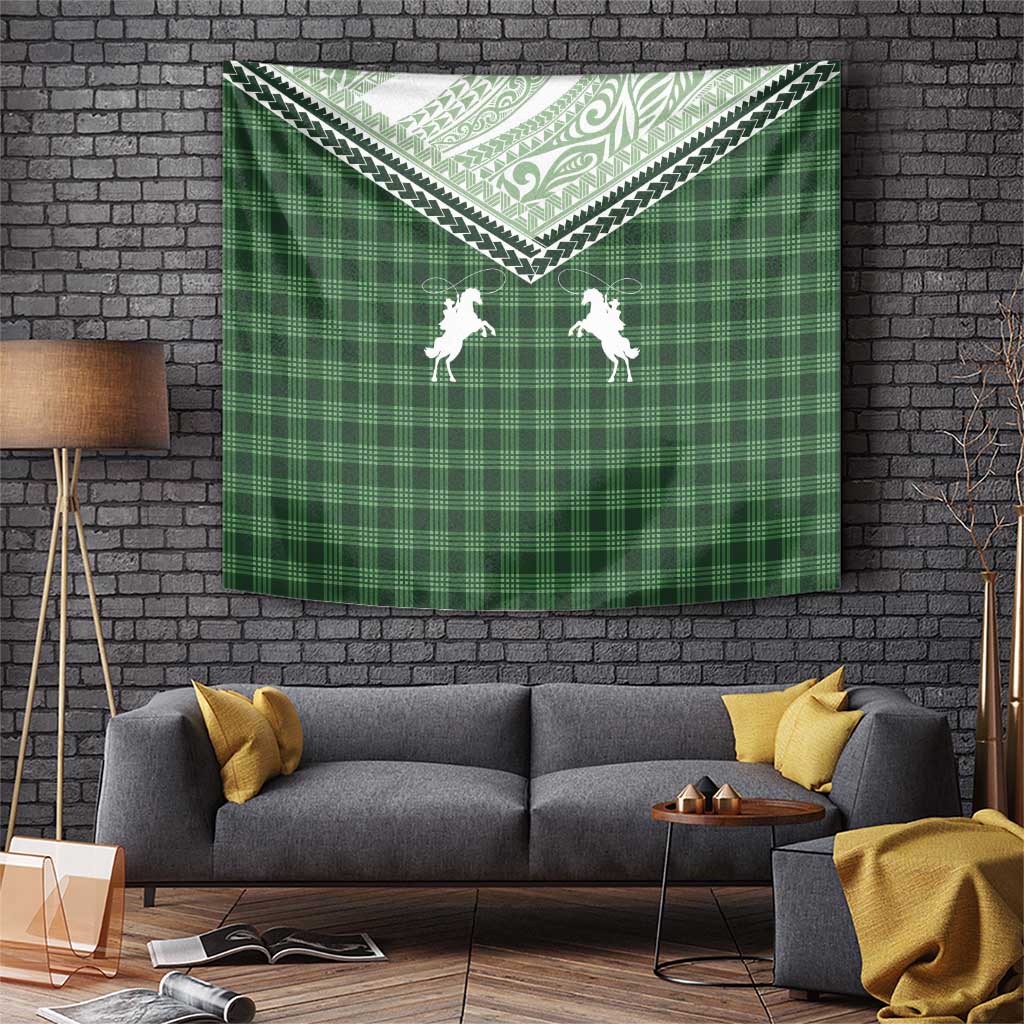 Aloha Hawaii Cowboys Paniolo Tapestry Forest Green Palaka LT7 Dark Green - Polynesian Pride
