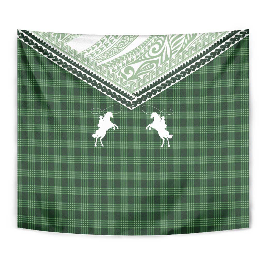 Aloha Hawaii Cowboys Paniolo Tapestry Forest Green Palaka - Polynesian Pride